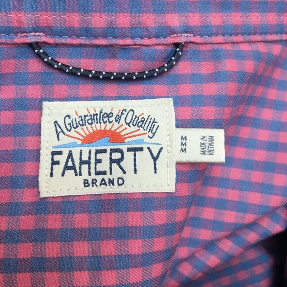 Faherty Mens M Checkered Long Sleeve Button Down Shirt Supima Cotton & Recycled - Picture 5 of 6